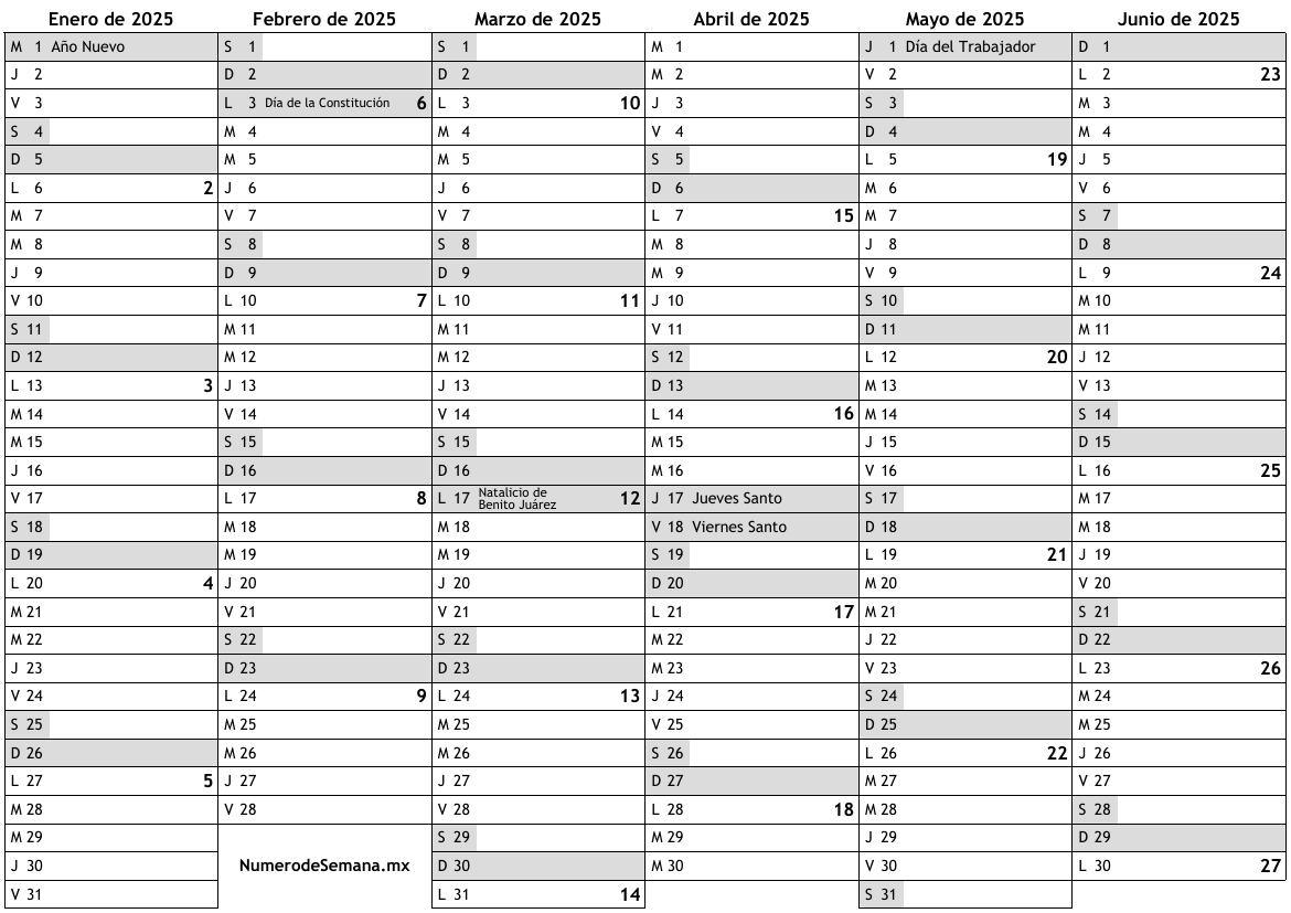 Calendario para 2025 con días festivos e números de semana … almanaques, online calendario anual 